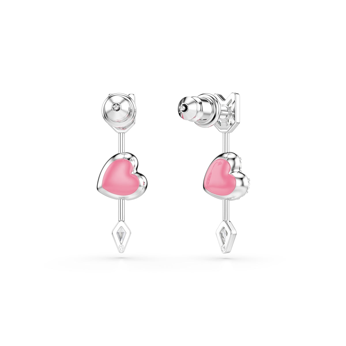 Swarovski Rhodium Plated Idyllia Mixed Cuts Arrow Pierced Heart Drop Earrings