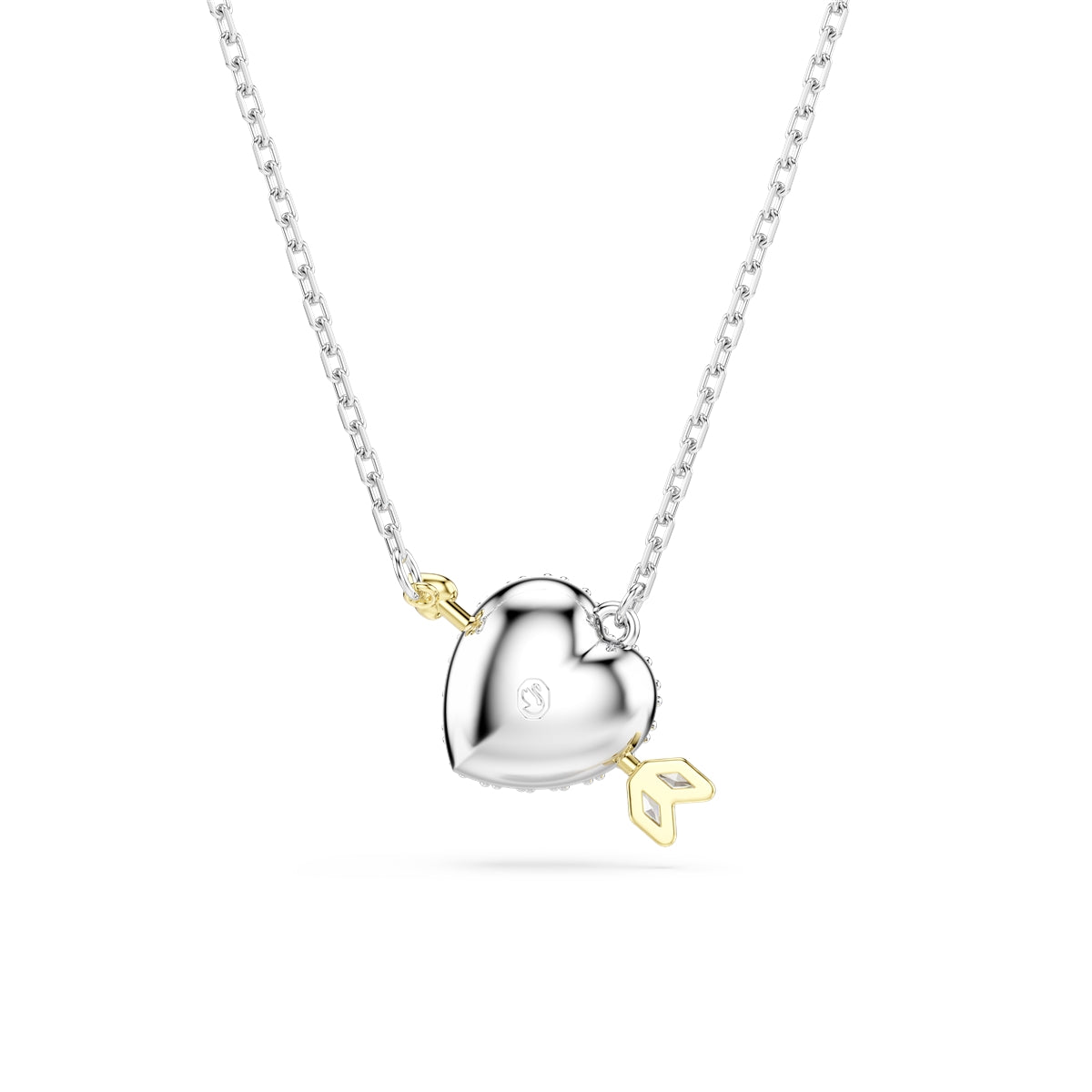 Swarovski Rhodium Plated Idyllia Arrow Pierced Heart Necklace