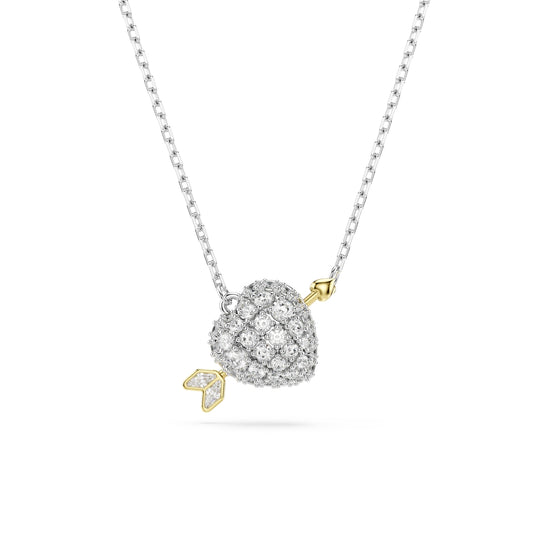 Swarovski Rhodium Plated Idyllia Arrow Pierced Heart Necklace