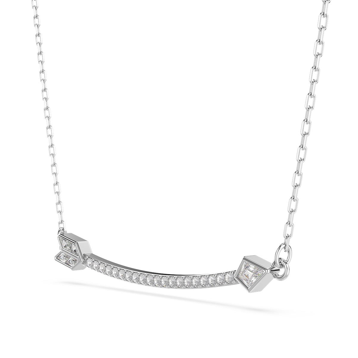 Swarovski Rhodium Plated Idyllia White Crystal Arrow Necklace