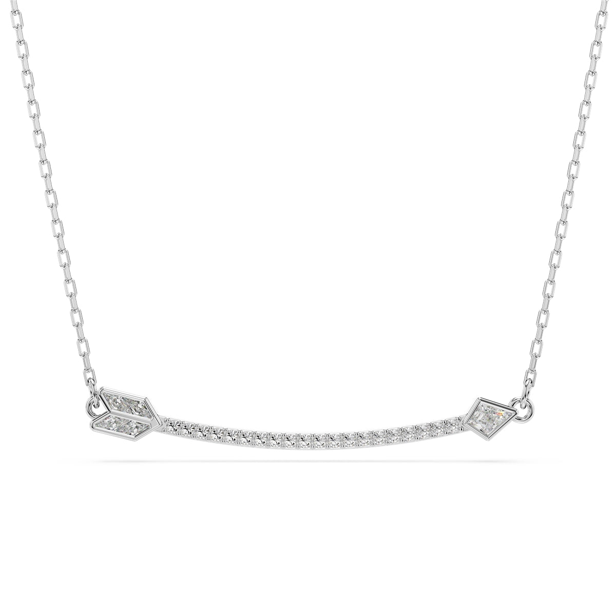 Swarovski Rhodium Plated Idyllia White Crystal Arrow Necklace