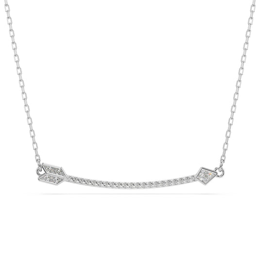 Swarovski Rhodium Plated Idyllia White Crystal Arrow Necklace