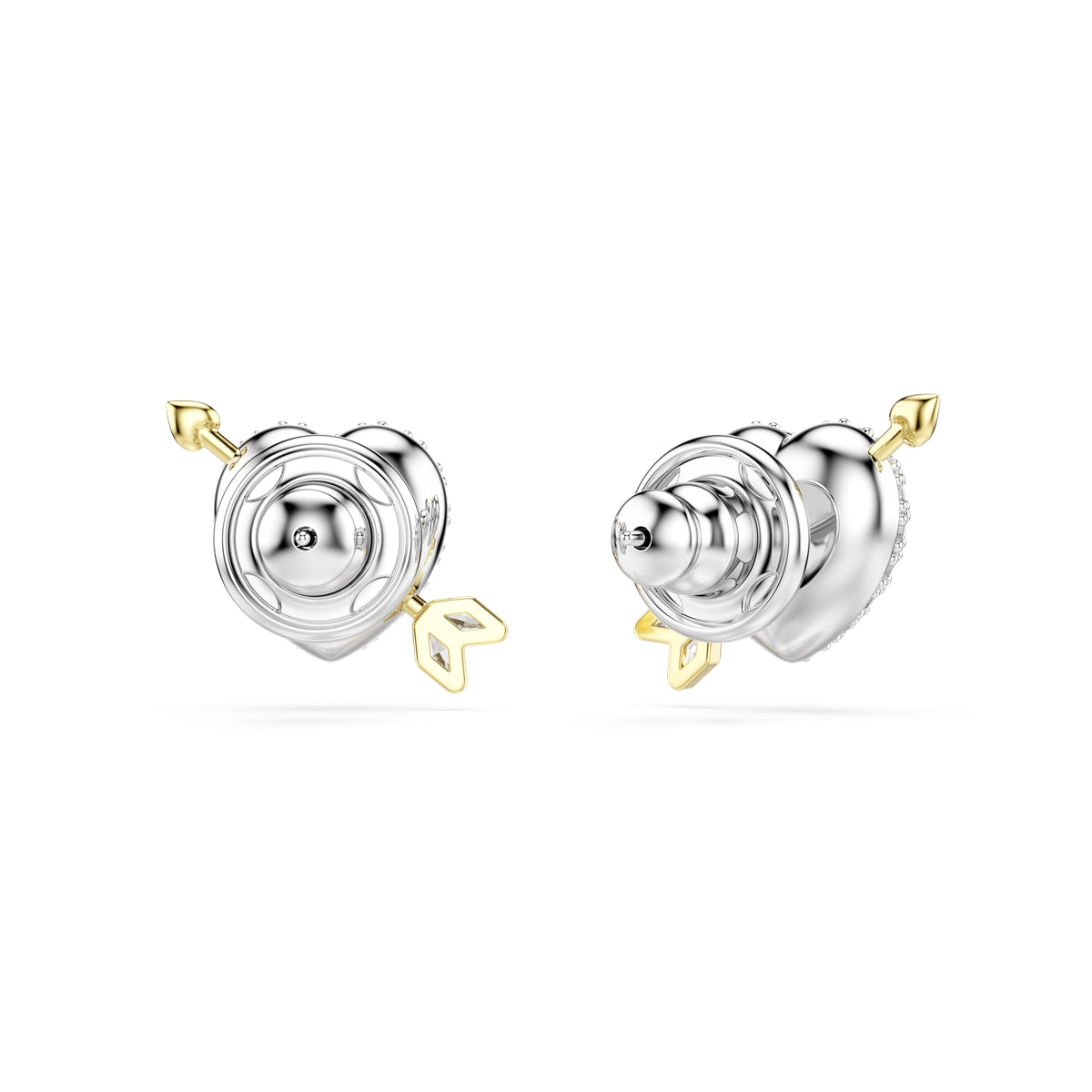 Swarovski Two-Toned Idyllia Arrow Pierced Heart Stud Earrings