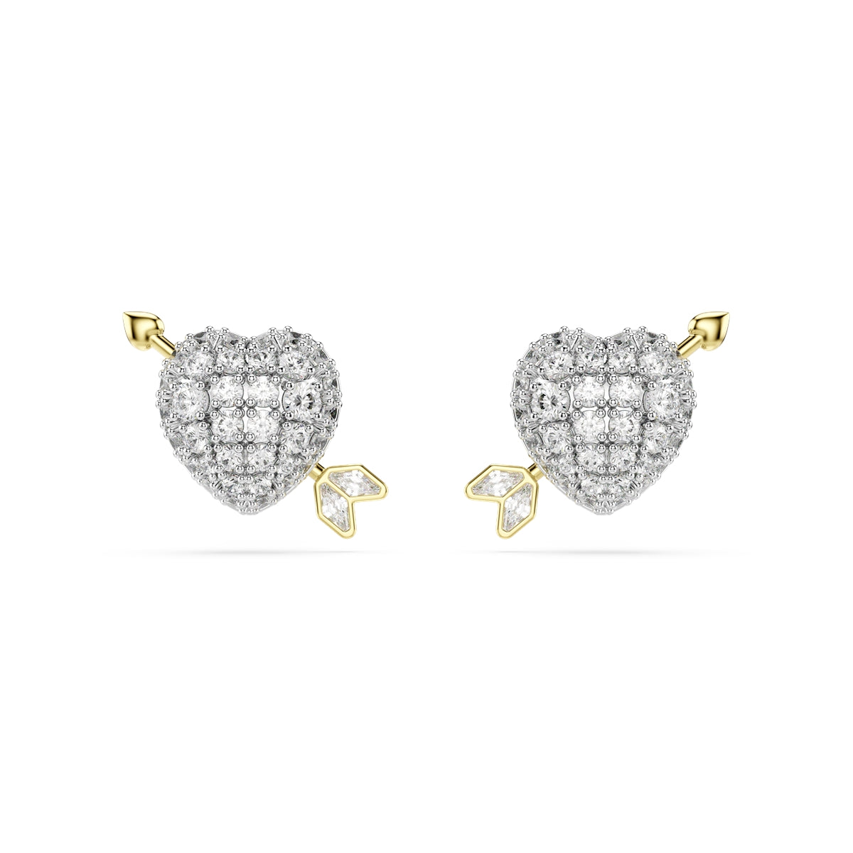 Swarovski Two-Toned Idyllia Arrow Pierced Heart Stud Earrings