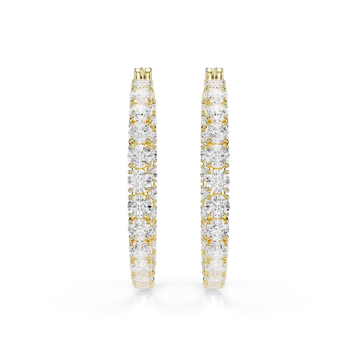 Swarovski Gold Matrix White Round Cut Hoop Earrings