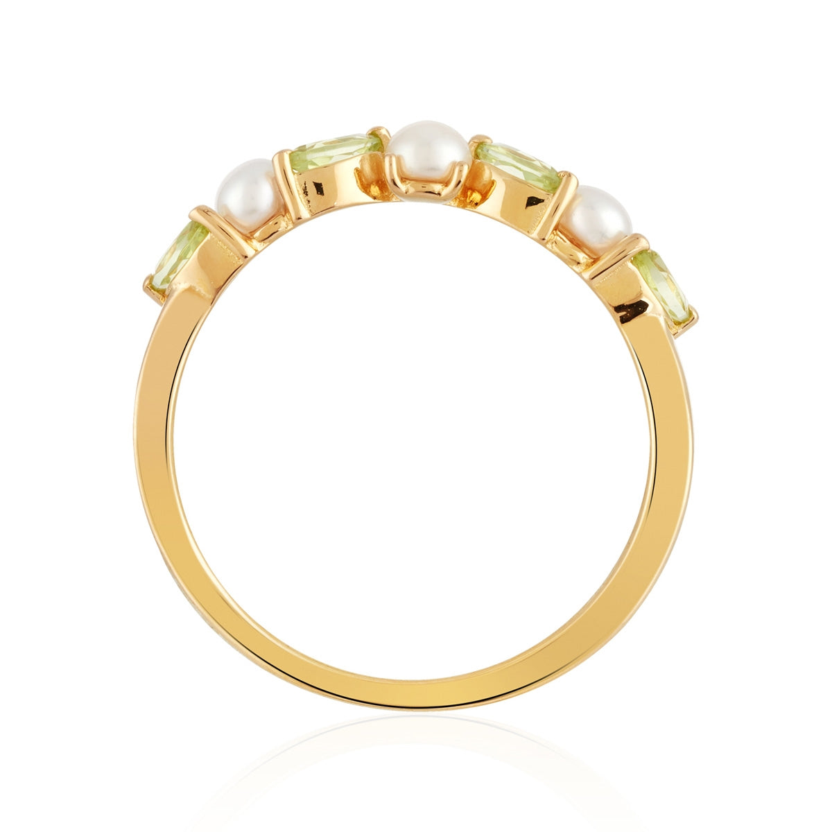 Argento Gold  Floral Pearl Peridot Ring