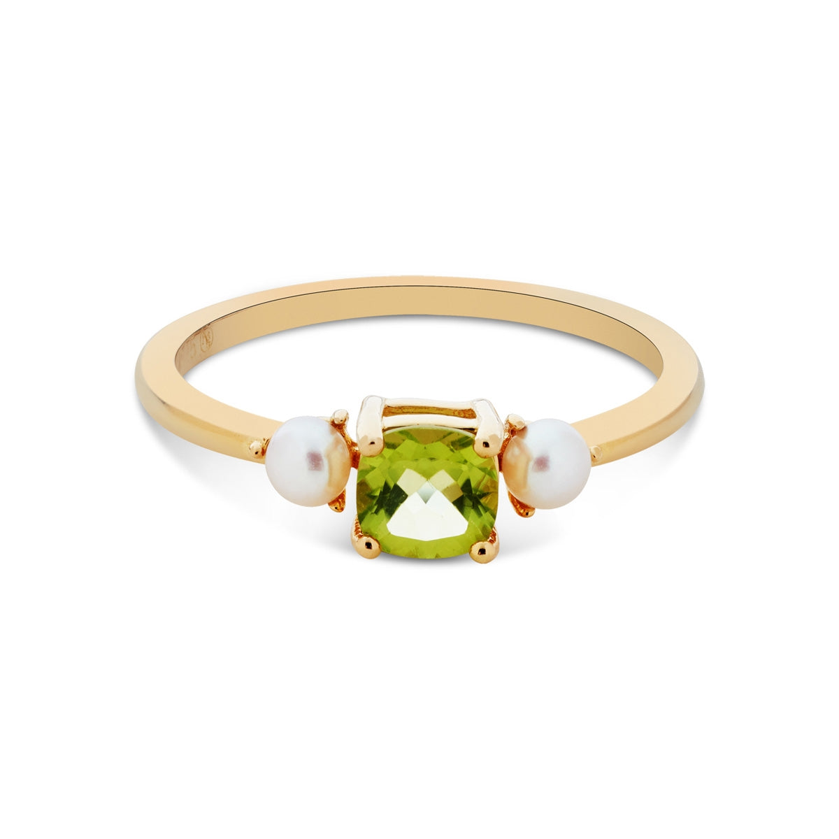 Argento Gold Round Pearl Peridot Ring
