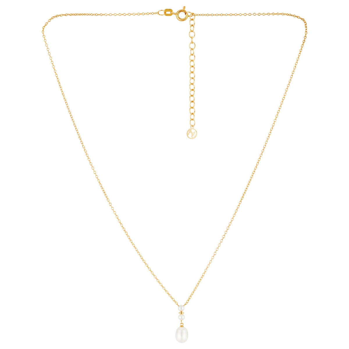 Argento Gold Three Pearl Drop Necklace