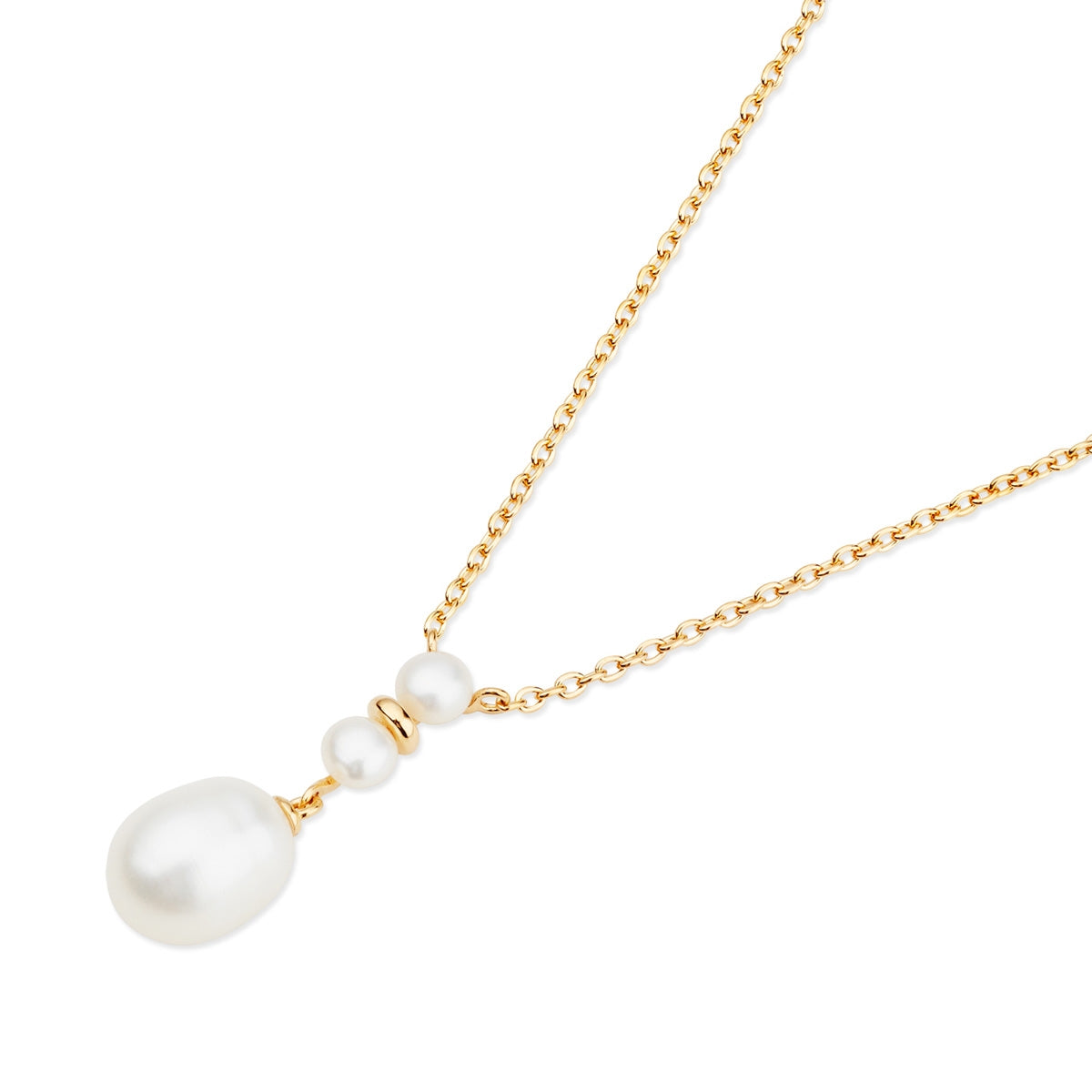 Argento Gold Three Pearl Drop Necklace