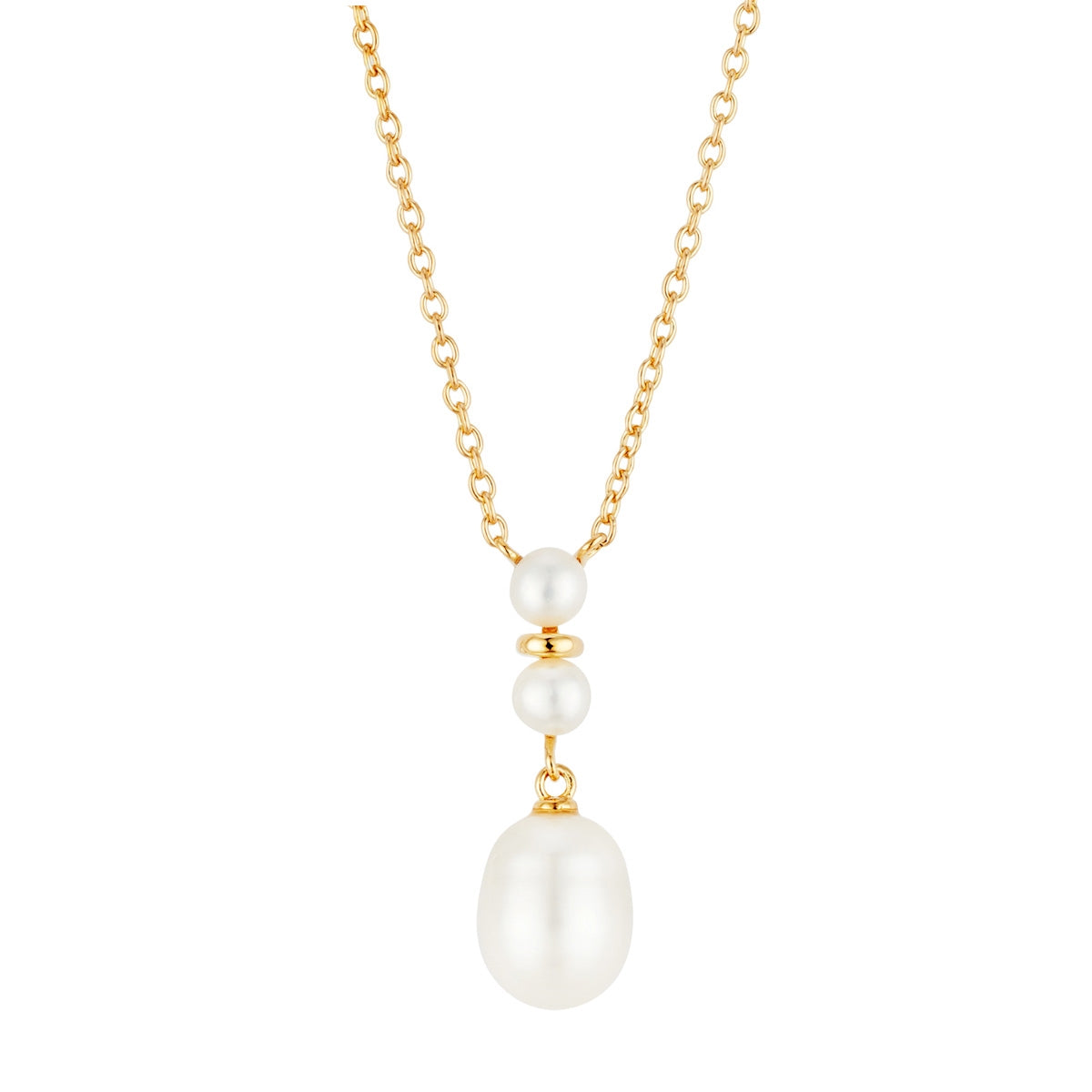 Argento Gold Three Pearl Drop Necklace