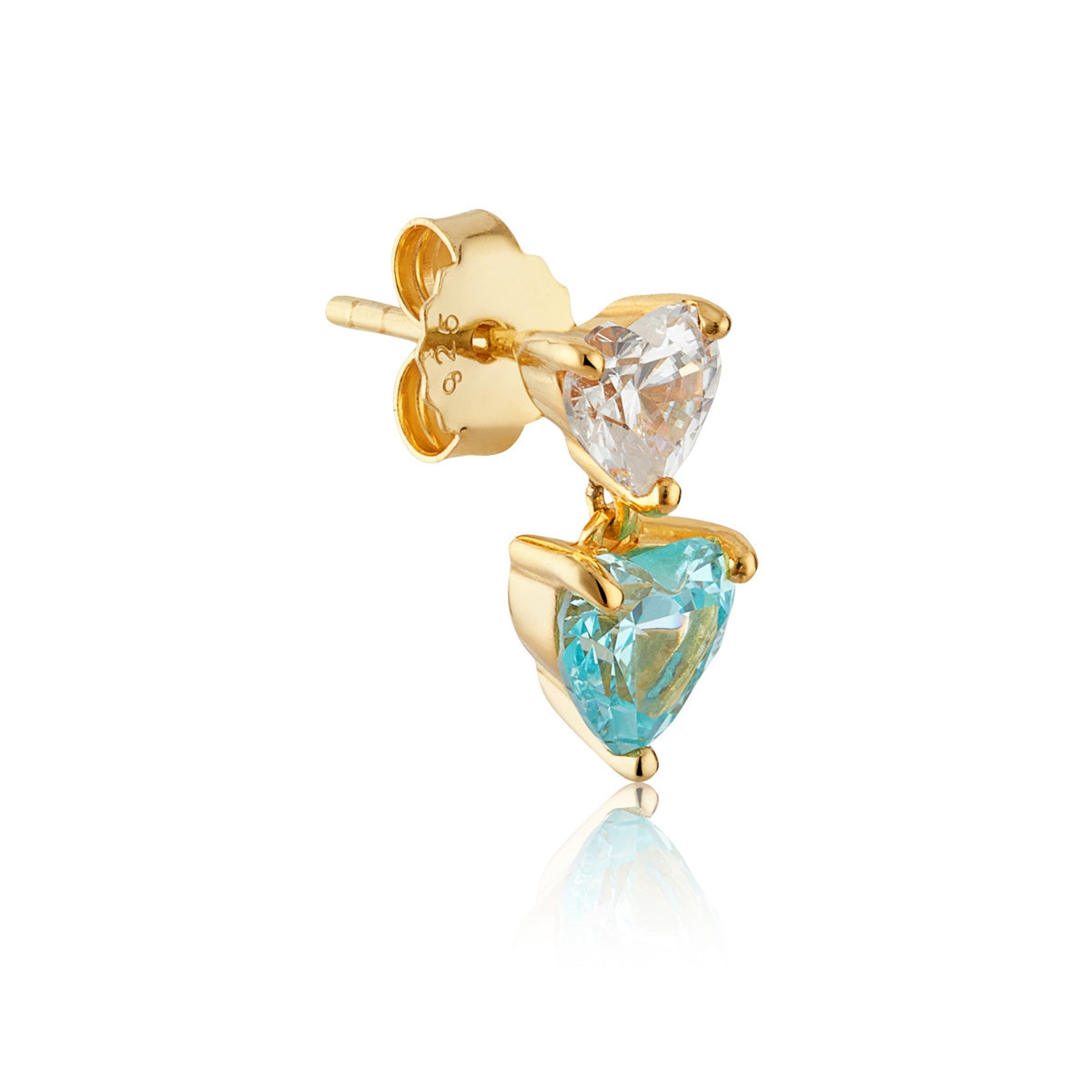 Argento Gold Aqua Double Heart Drop Earrings
