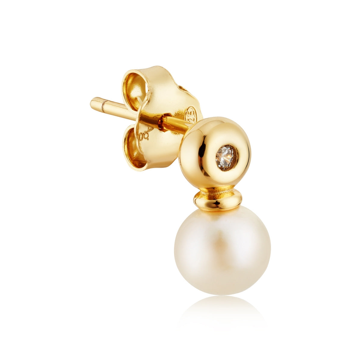 Argento Gold Bezel CZ Pearl Studs