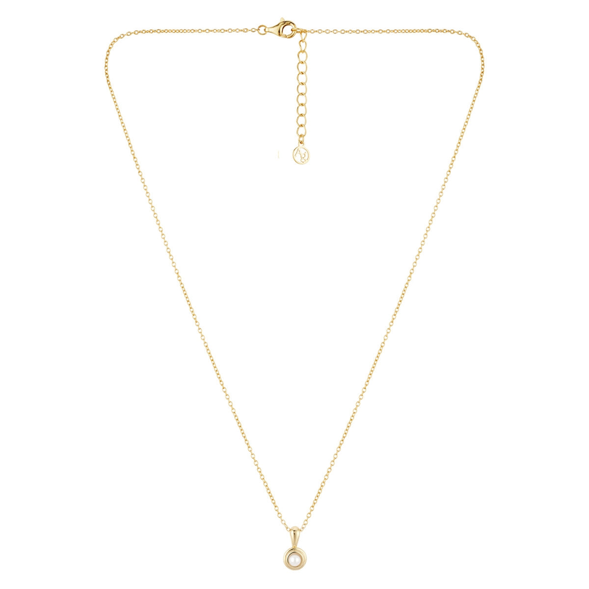 Argento Gold Bezel Pearl Necklace