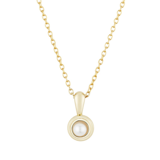Argento Gold Bezel Pearl Necklace