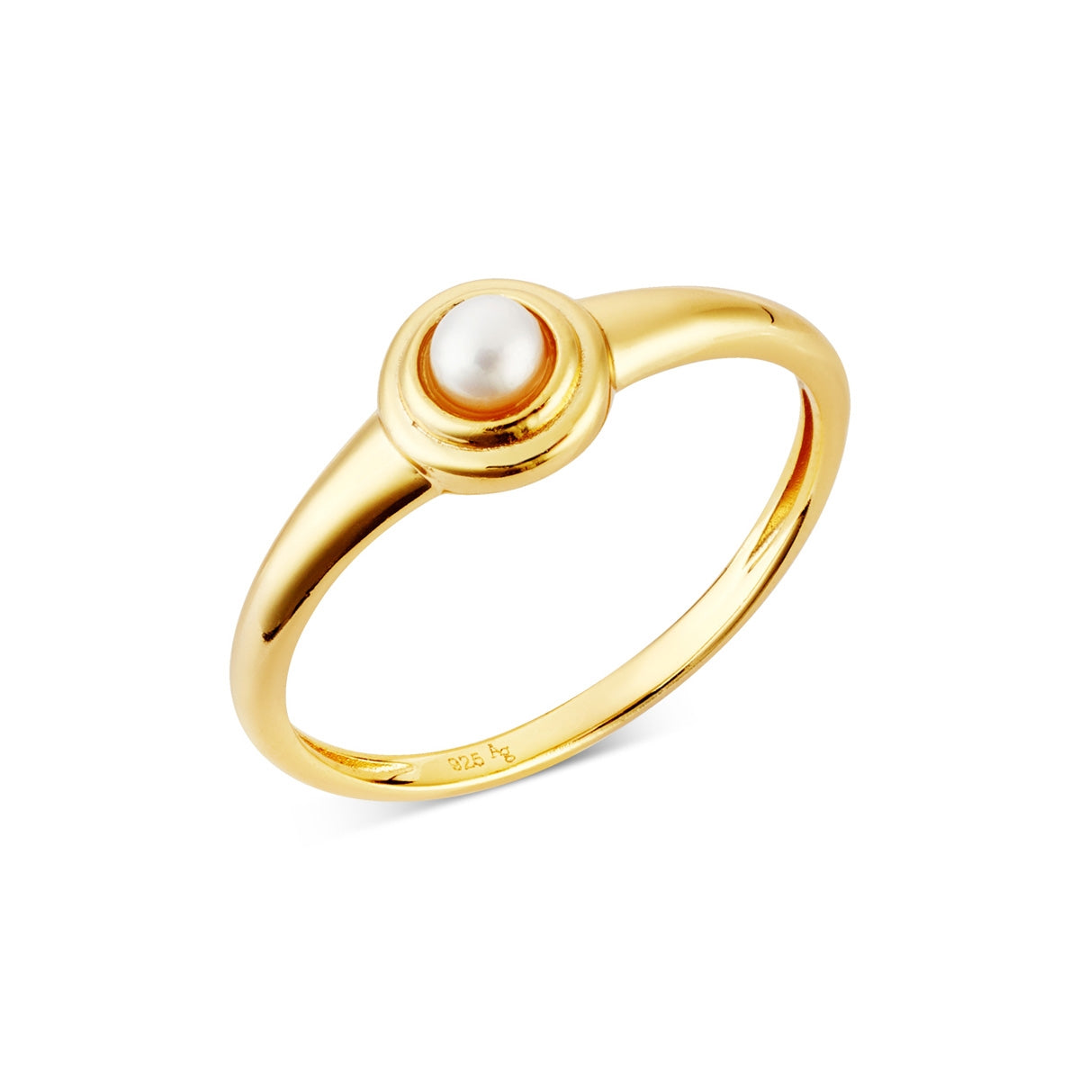 Argento Gold Bezel CZ Pearl Ring