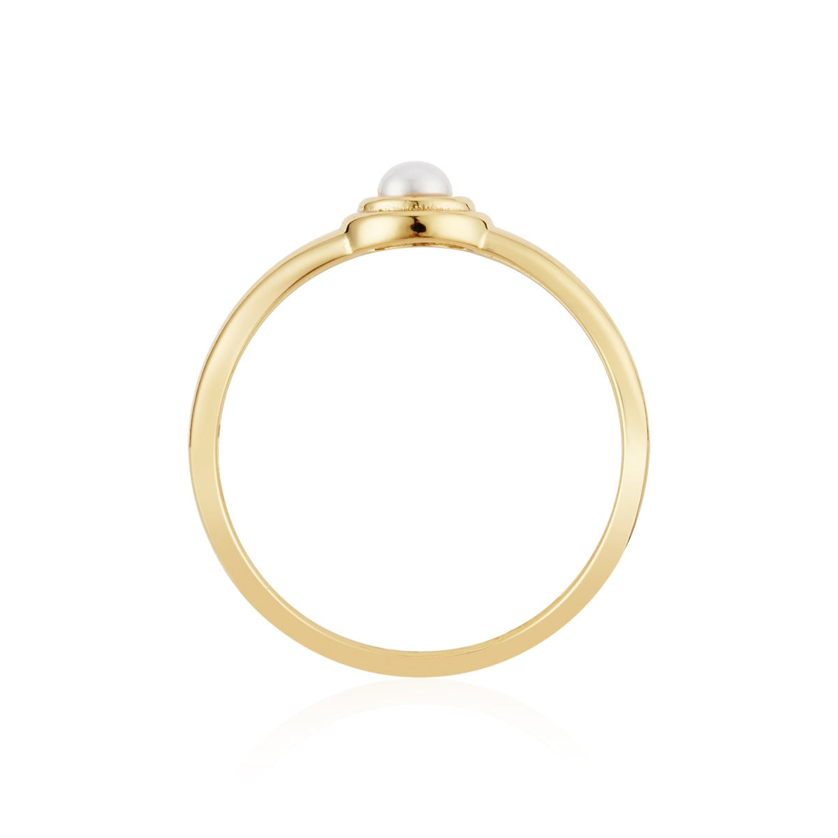 Argento Gold Bezel CZ Pearl Ring