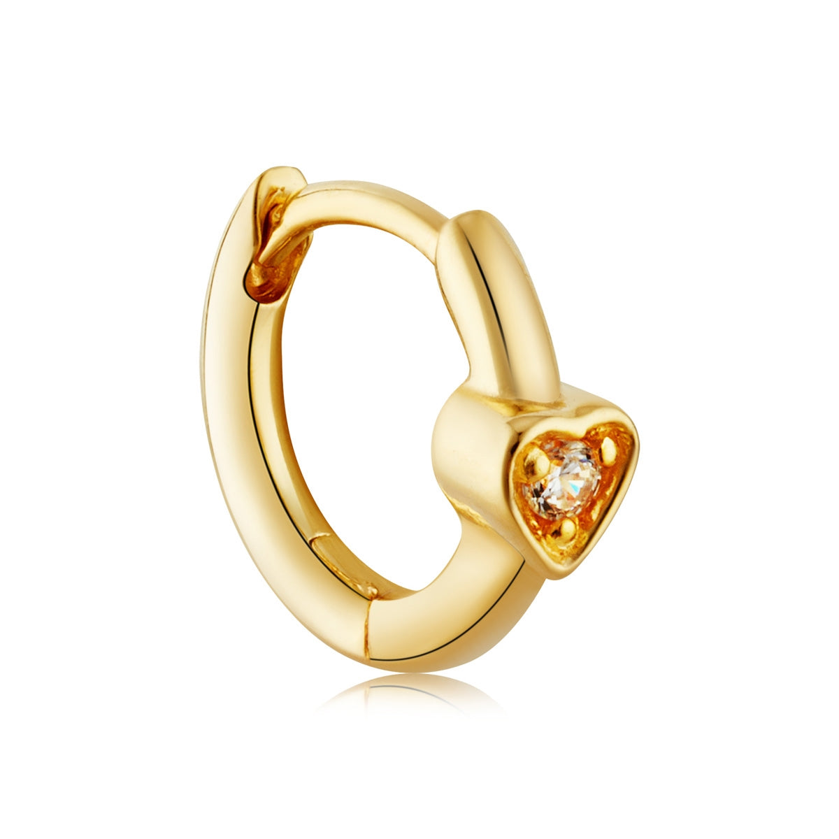 Argento Gold Clear CZ Heart Huggie Earrings