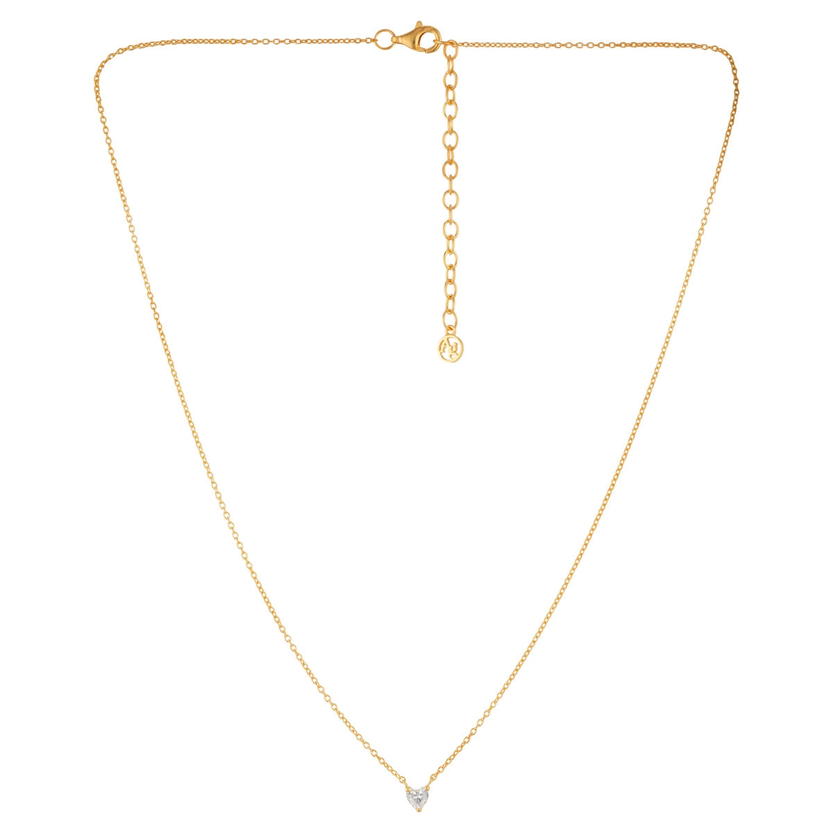 Argento Gold White Heart CZ Necklace
