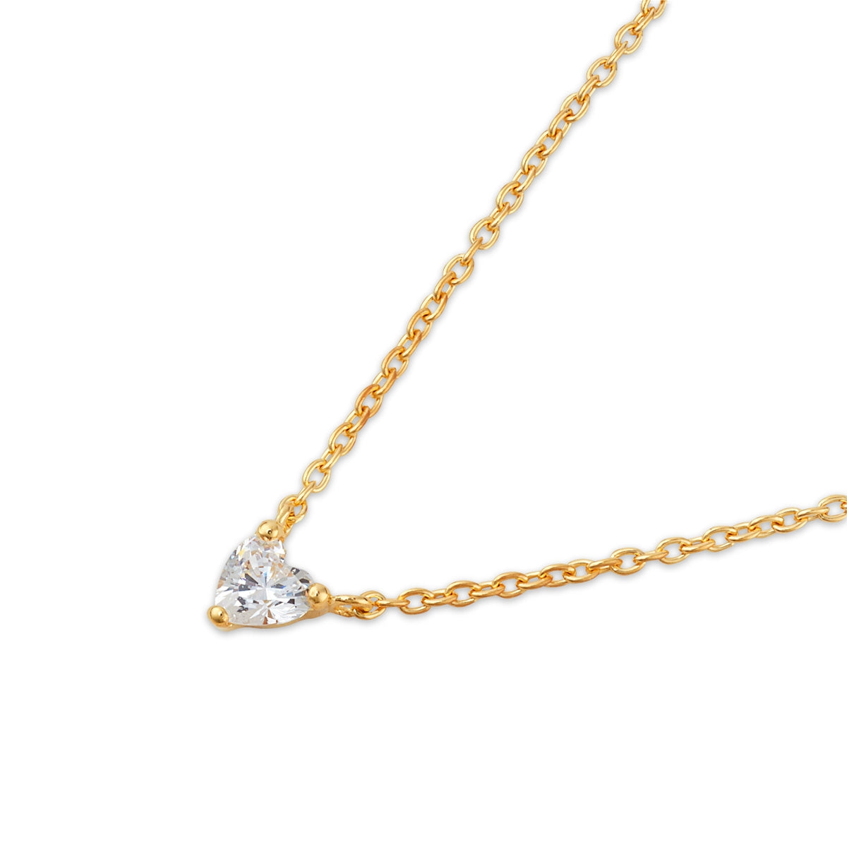 Argento Gold White Heart CZ Necklace