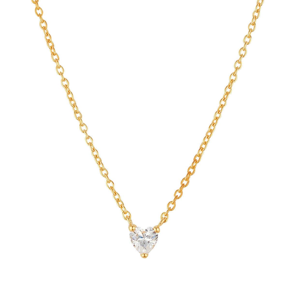 Argento Gold White Heart CZ Necklace