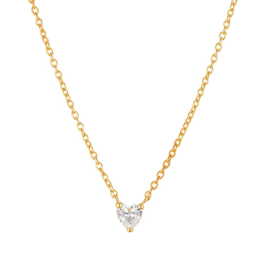 Argento Gold White Heart CZ Necklace