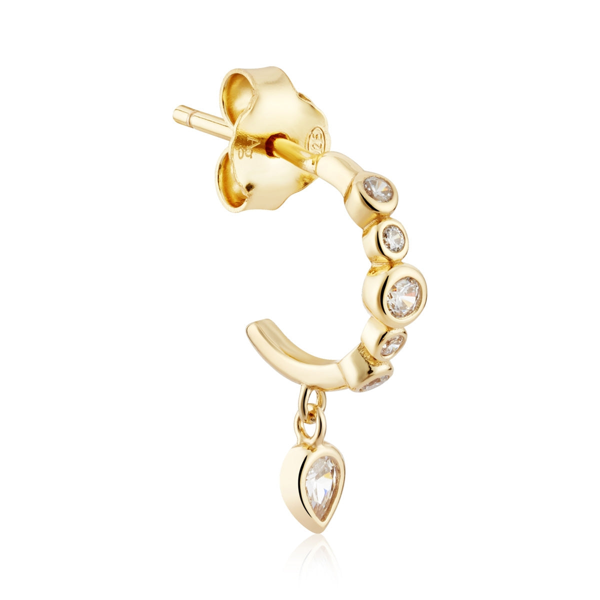 Argento Gold CZ Pear Bezel Hoop Earrings