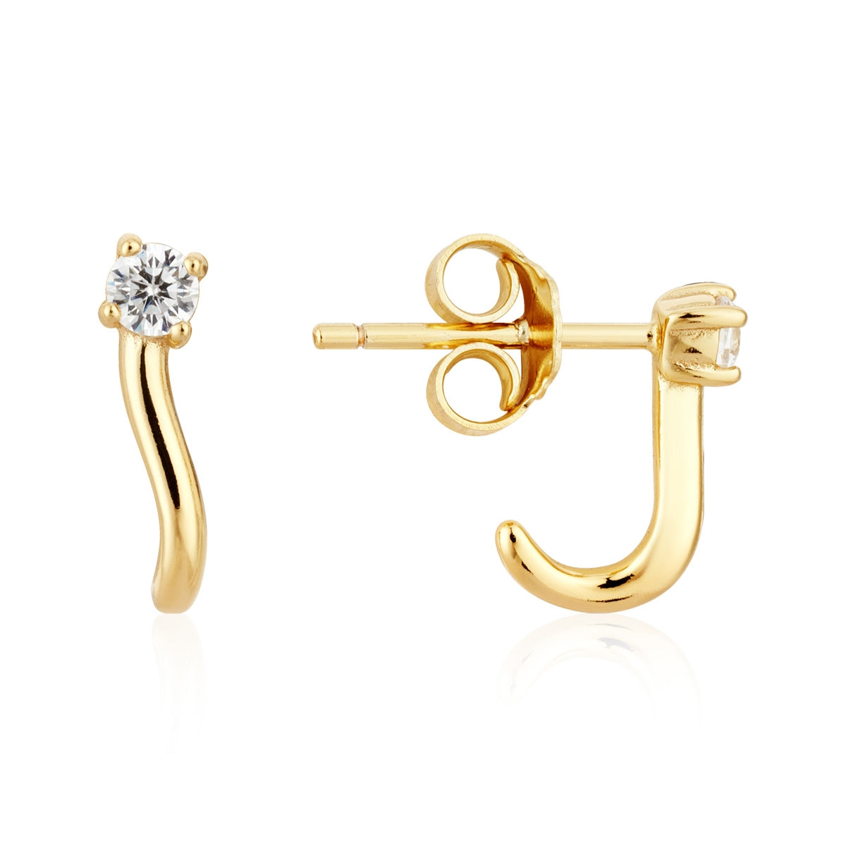 CZ Wave Half Hoop Earrings