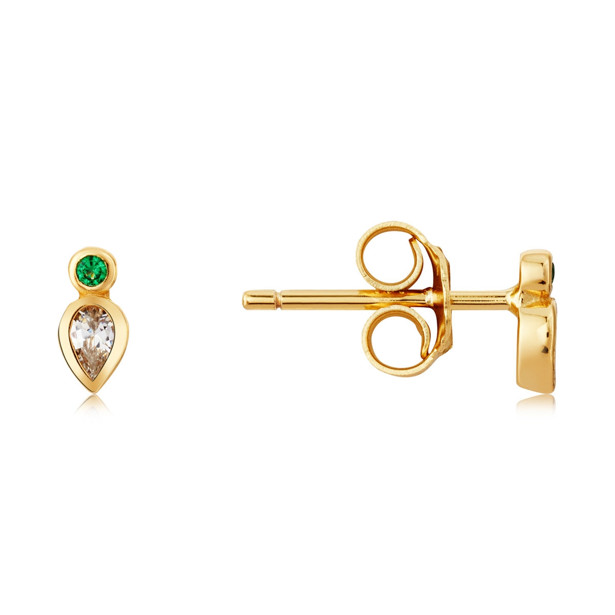 Argento Gold Emerald Pear Stacking Earrings