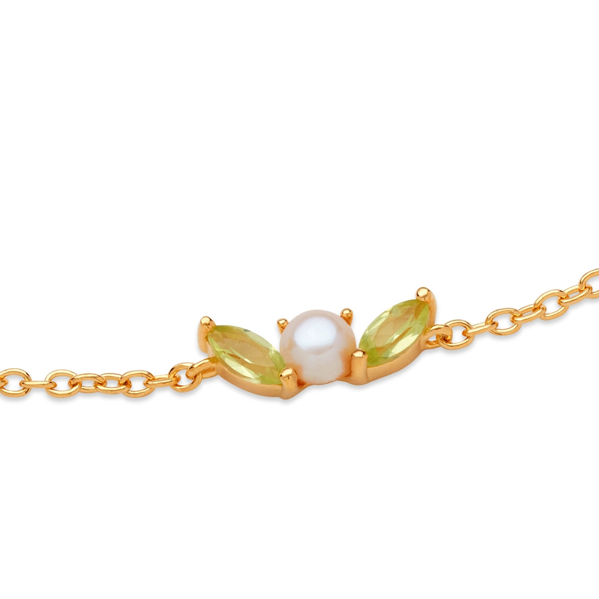 Argento Gold Floral Pearl Peridot Bracelet