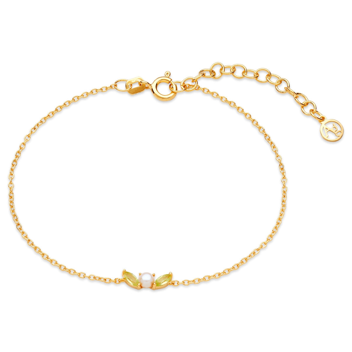 Argento Gold Floral Pearl Peridot Bracelet