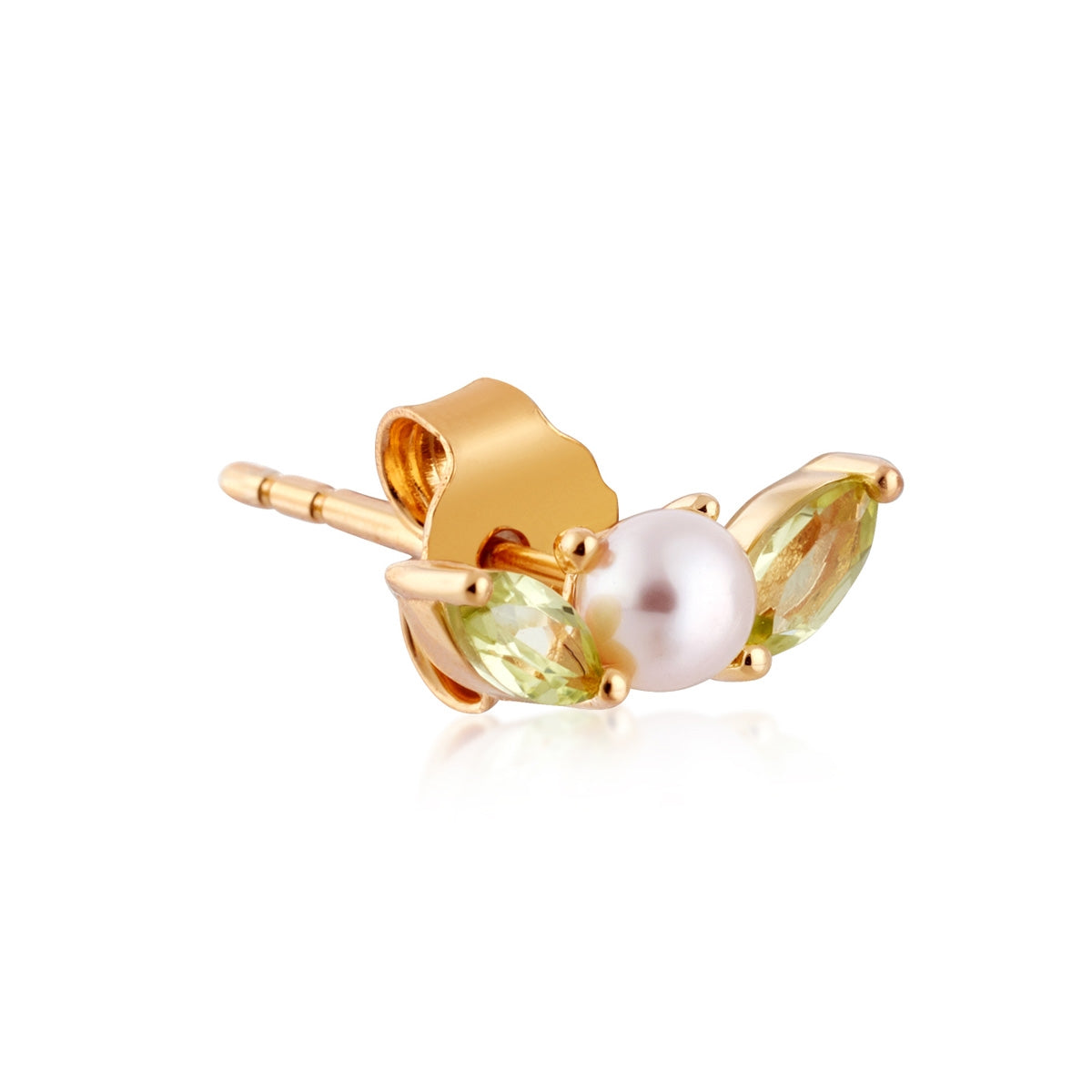 Argento Gold Floral Pearl Peridot Earrings