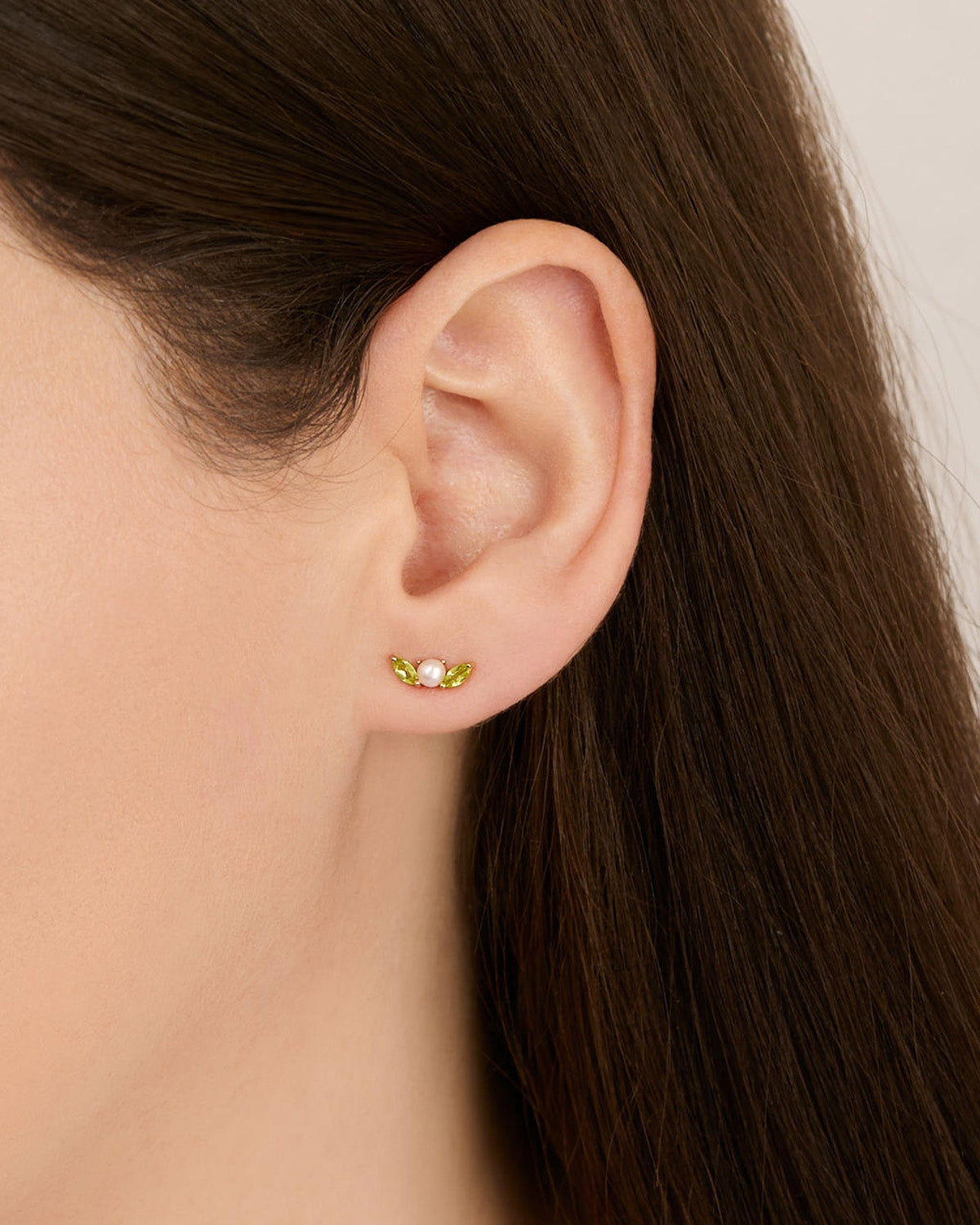 Argento Gold Floral Pearl Peridot Earrings