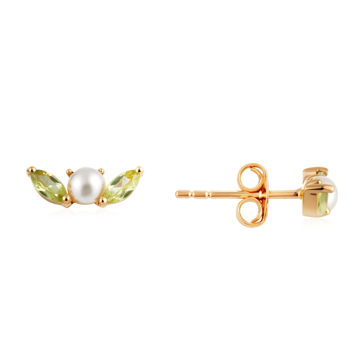 Argento Gold Floral Pearl Peridot Earrings