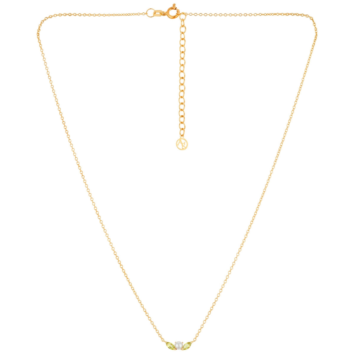 Argento Gold Floral Pearl Peridot Necklace