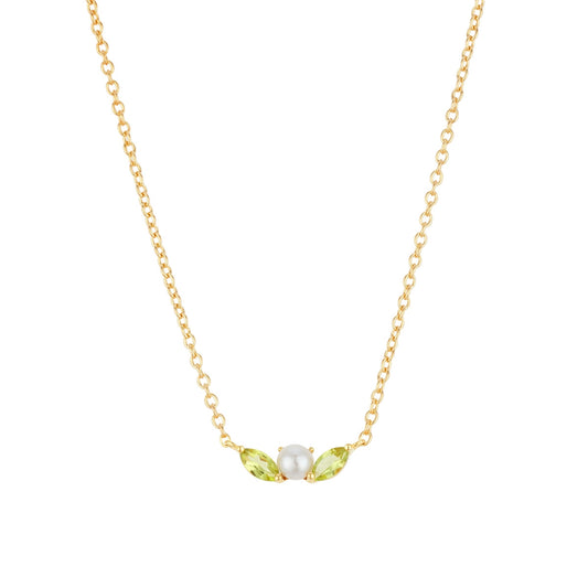 Argento Gold Floral Pearl Peridot Necklace