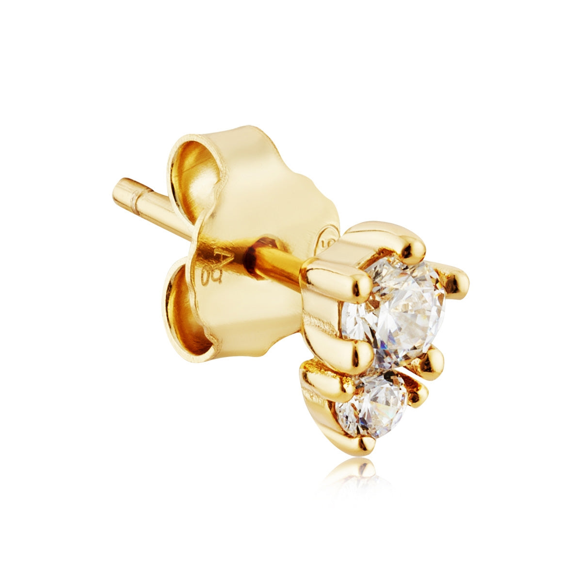 Argento Gold Mini Double CZ Stacking Stud Earrings