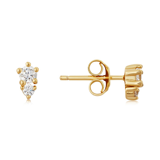 Argento Gold Mini Double CZ Stacking Stud Earrings