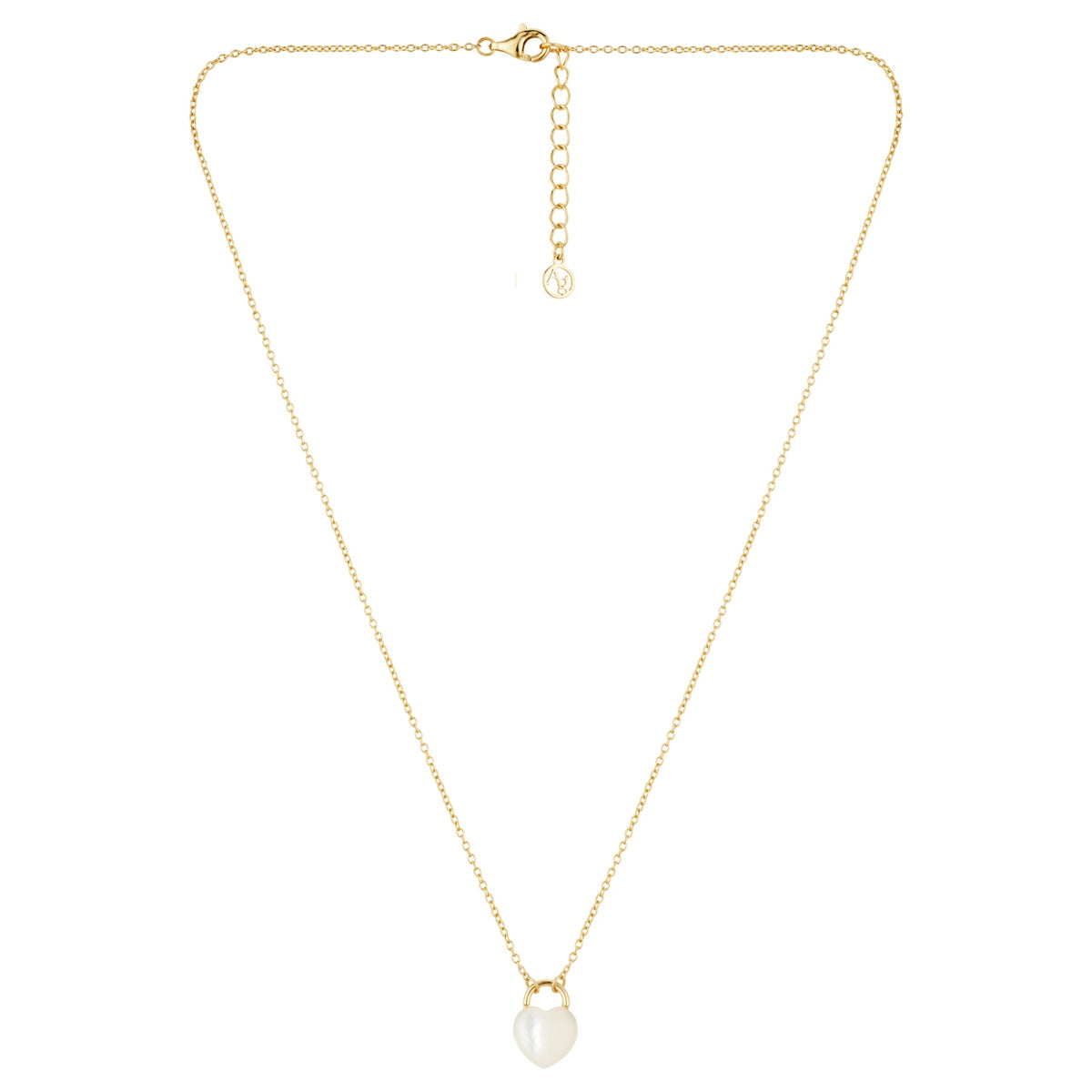 Argento Gold Mother of Pearl Heart Lock Necklace