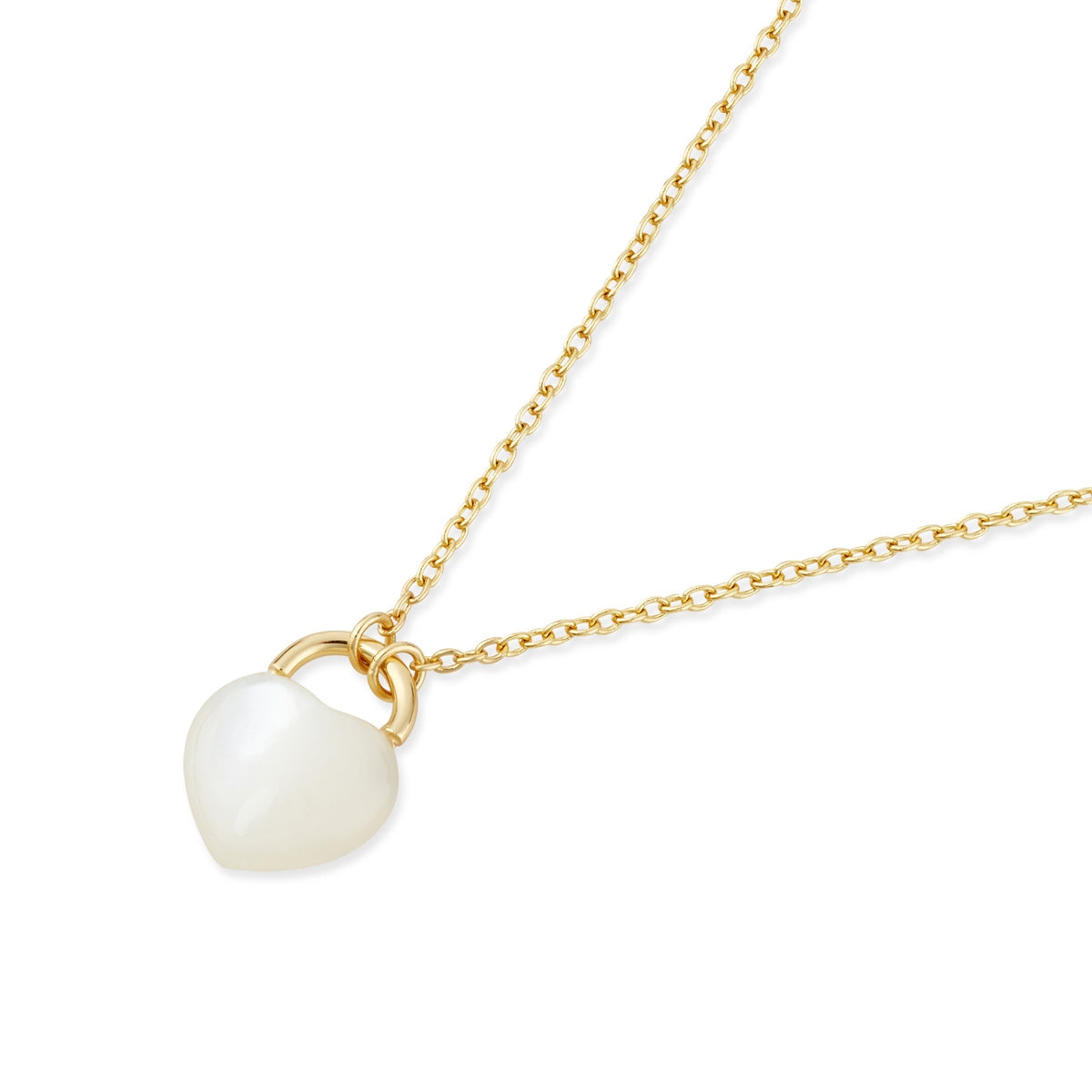 Argento Gold Mother of Pearl Heart Lock Necklace