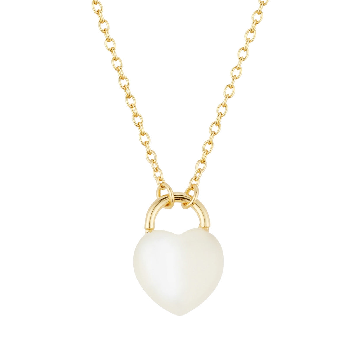 Argento Gold Mother of Pearl Heart Lock Necklace