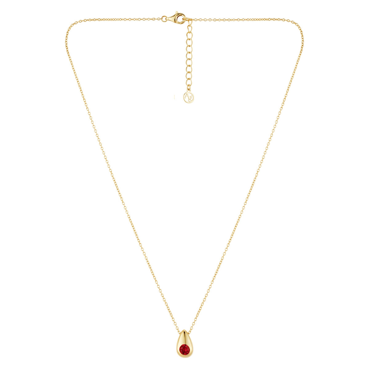 Argento Gold Red CZ Teadrop Necklace