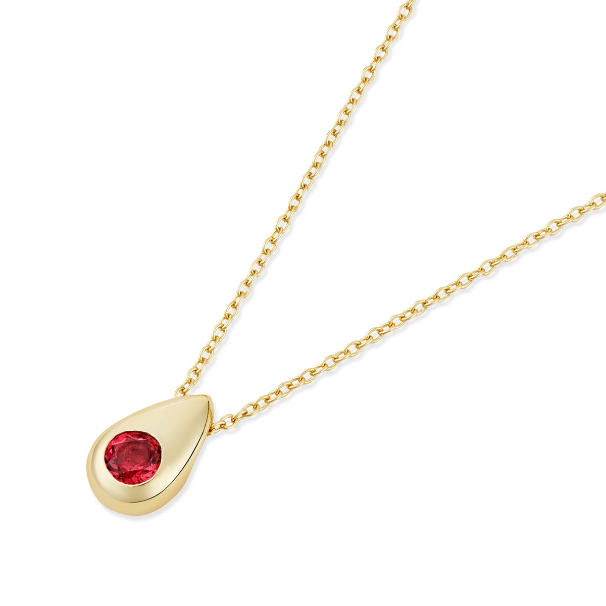 Argento Gold Red CZ Teadrop Necklace