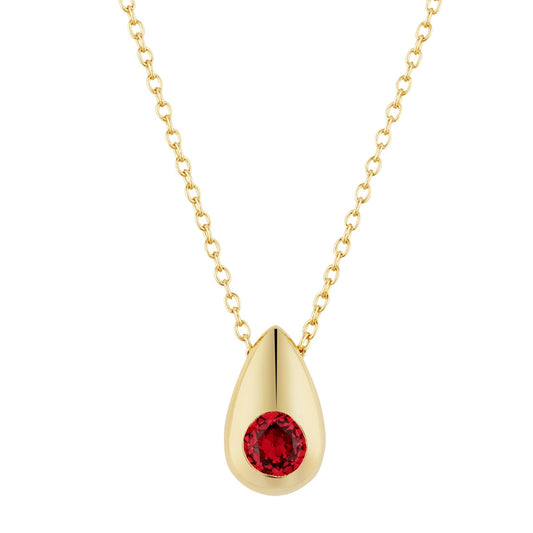 Argento Gold Red CZ Teadrop Necklace