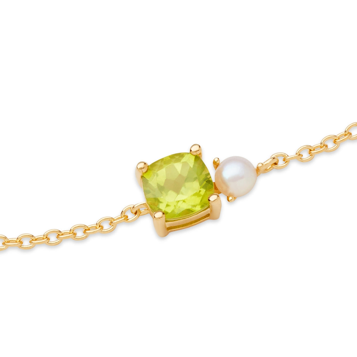 Argento Gold Round Pearl Peridot Bracelet