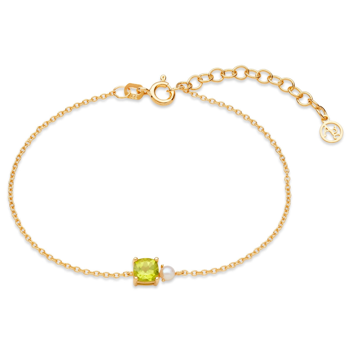 Argento Gold Round Pearl Peridot Bracelet