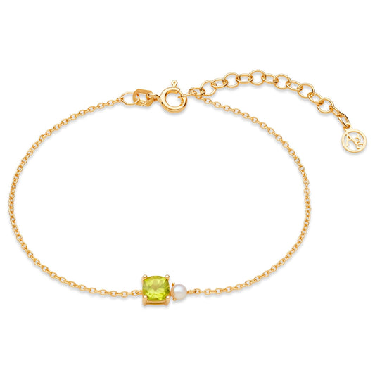 Argento Gold Round Pearl Peridot Bracelet