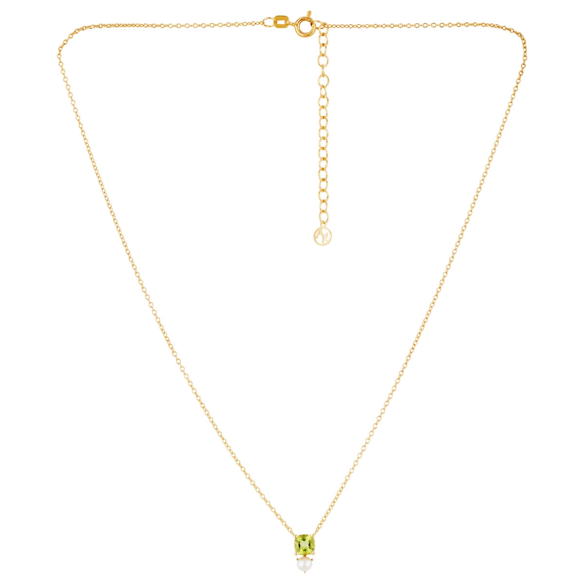 Argento Gold Round Pearl Peridot Necklace