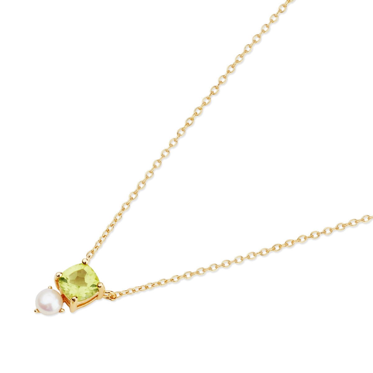 Argento Gold Round Pearl Peridot Necklace