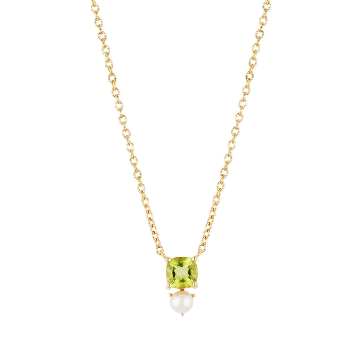 Argento Gold Round Pearl Peridot Necklace