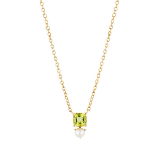 Argento Gold Round Pearl Peridot Necklace